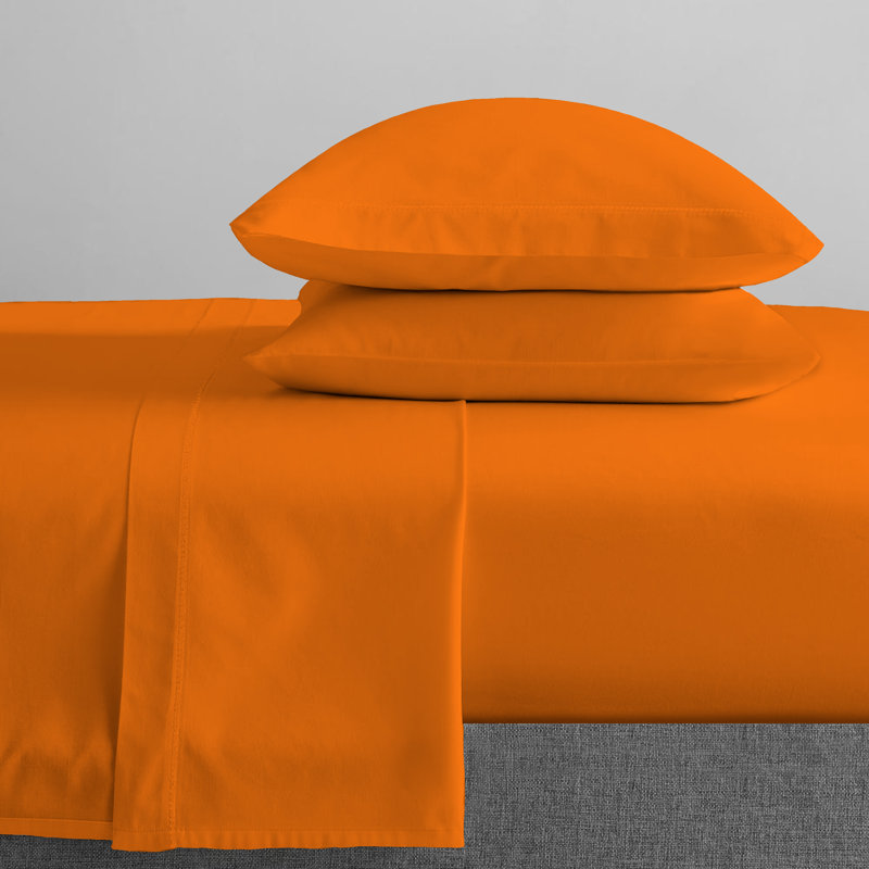 Ensemble de draps 100% coton jersey, Simple, Orange