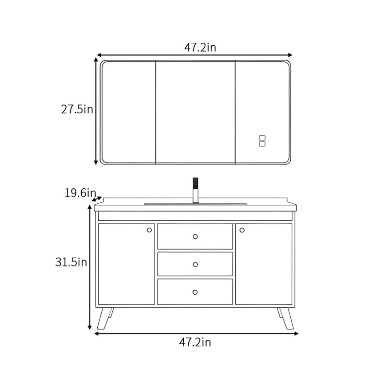 Armoire de salle de bain haut de gamme de style rétro