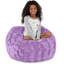 Fauteuil à billes mauve en fausse fourrure, housse amovible lavable à la machine, siège décontracté pour chambre d'enfant