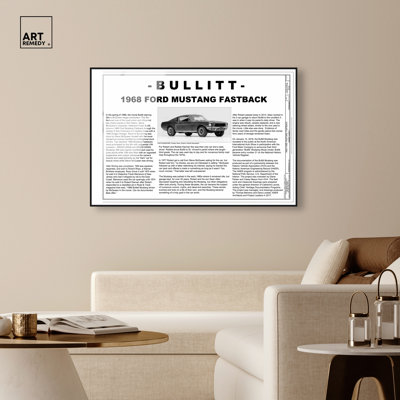 Bullitt Mustang Framed Acrylic Print Cars Wall Decor by Art Remedy, Black Frame, 30 x 20