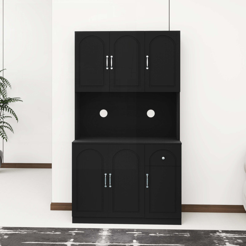 71" Kitchen Pantry Storage Cabinet with Adjustable Shelves, 6 Doors and 1 Drawer