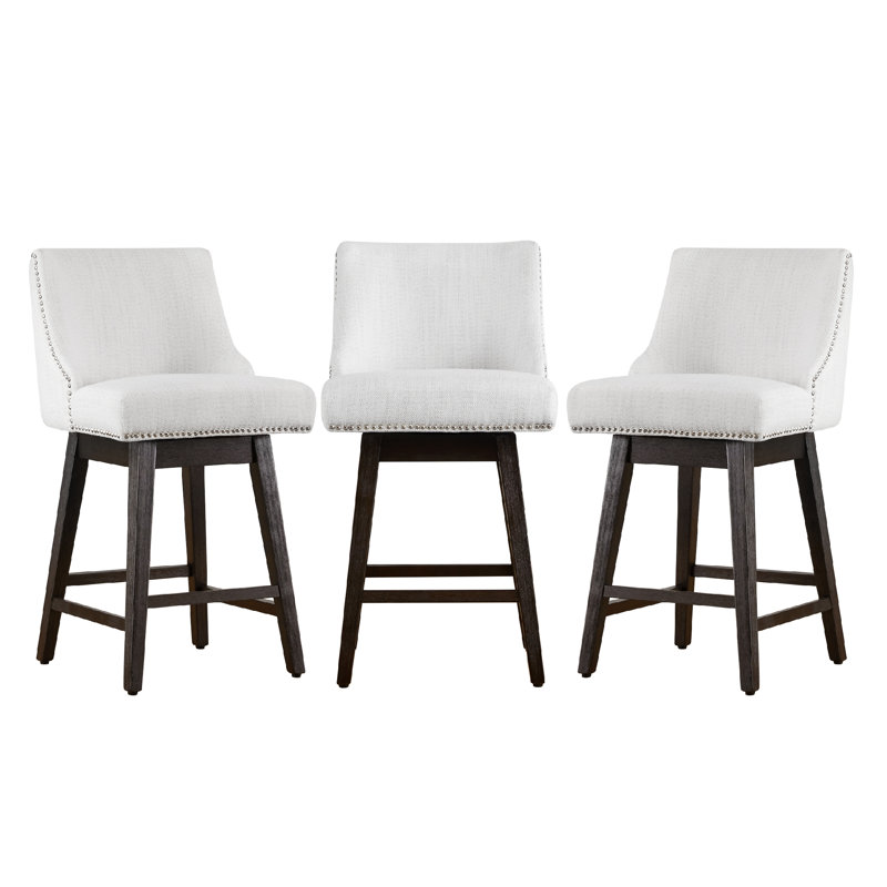 Tabouret de comptoir pivotant Melani (ensemble de 3), Blanc