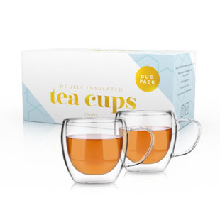 Duo Set Glass Teacups With Handle - 2 X 250Ml Borosilicate Glass (Set of 2)