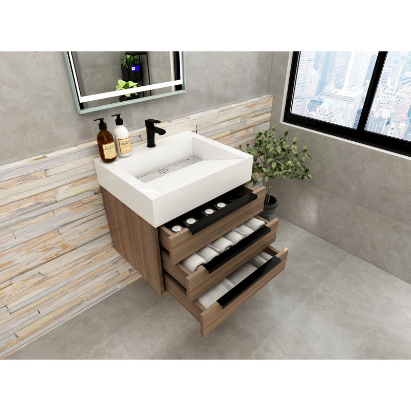 Meuble-lavabo mural simple l 24 po x P 20 po x H 22 po, Bois