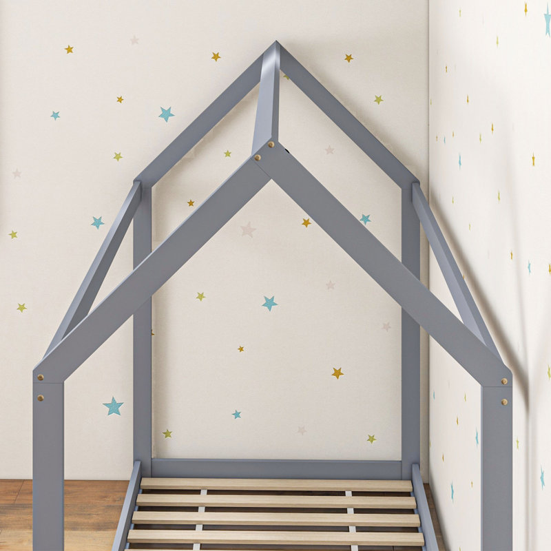 Malton Wooden Single Bed Frame with Tree House Style, Grey