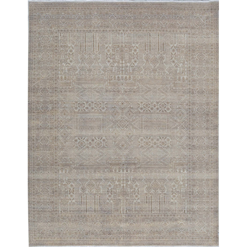 Tapis ivoire et brun noué à la main de haute qualité