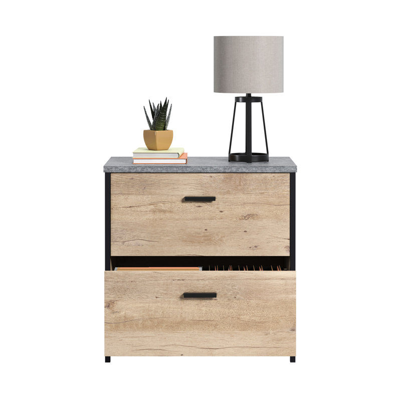 Classeur latéral, finition brune, 2 tiroirs pleine extension, emboîtables, parfait pour l'organisation de bureaux à domicile, tiroirs industriels, dimensions compactes, salon convenable