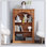Bibliothèque ouverte à 3 niveaux, bibliothèque autoportante traditionnelle avec garniture perlée décorative, étagère en bois de noyer clair pour le salon, le bureau personnel, la chambre à coucher et le couloir