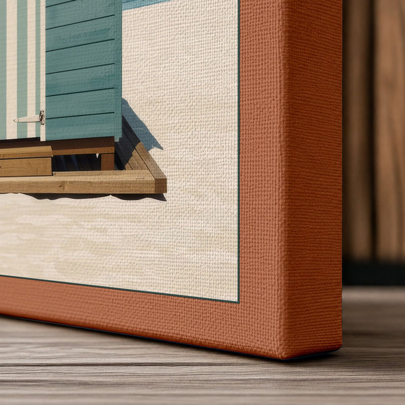 Quiet Beach Hut Coastal - Wrapped Canvas, 24x16 - 61.0 x 40.6 cm, Terracotta Border