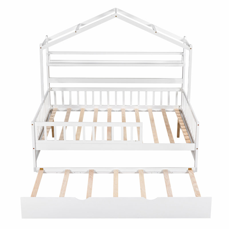 Lit en bois avec couchette et tablette Cincinnatus, Double, Blanc
