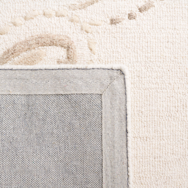 Jardin Hand Tufted Wool/Cotton Floral Rug in Ivory/Beige, Round 6'
