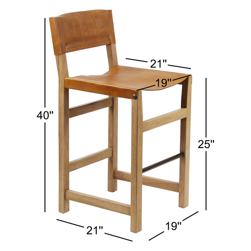 Tabouret de comptoir 25 po Annitta, Selle de cuir