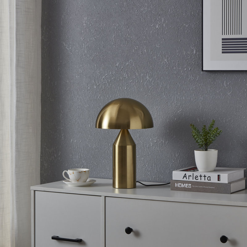 Antique Brass 15" Modern Mushroom LED Table Lamp