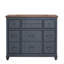 Commode 9 tiroirs Americana, aucun assemblage requis, finition bleu velours côtelé