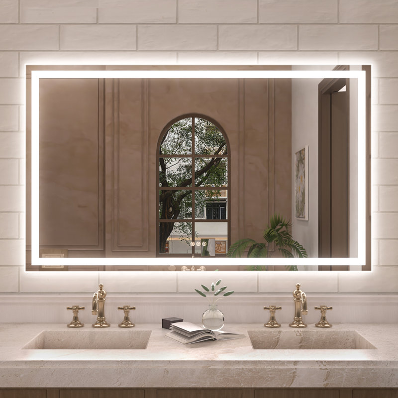 Miroir de salle de bain mural sans cadre à DEL 60 po x H 36 po Currin, 36 po x 60 po
