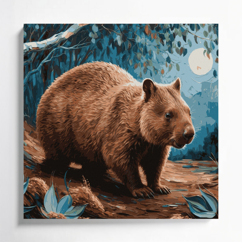 Faune commune, art mural sur toile gris Wombat, H 32 po x l 32 po