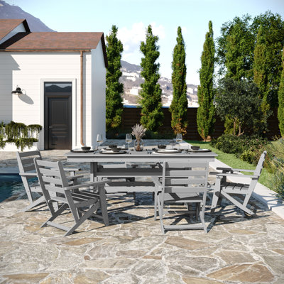 Table Adirondack commerciale toutes saisons et 6 chaises avec porte-gobelets