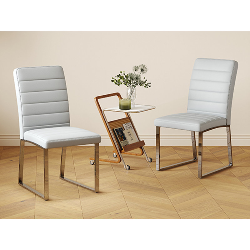 Kamden Heavy-Duty Faux Leather Dining Chairs with Iron Frame, Light Gray, 4