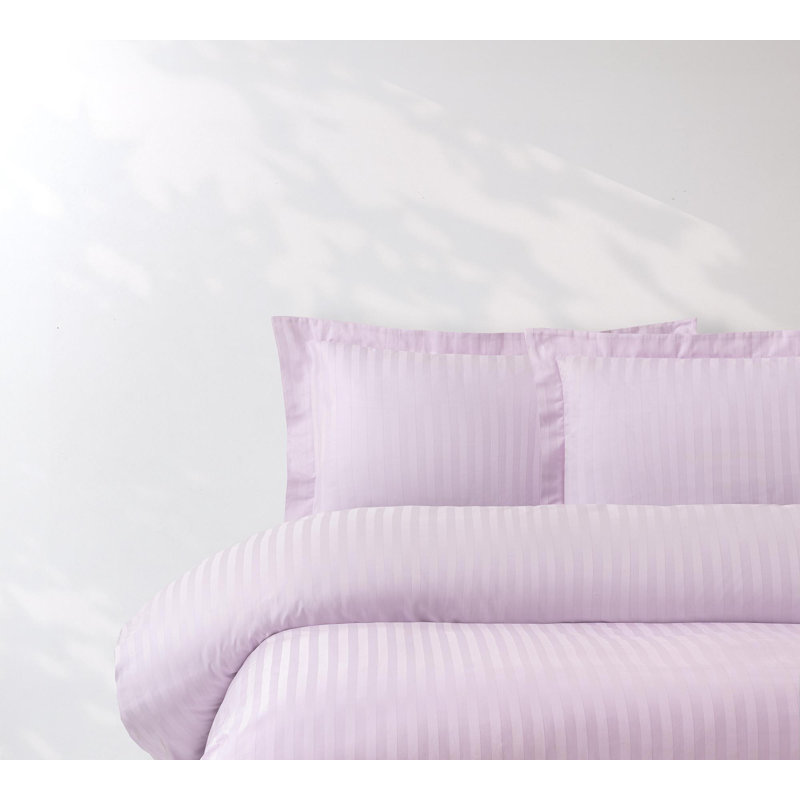 Ensemble de 2 taies décoratives en satin satiné à rayures, Très grand, Lilas