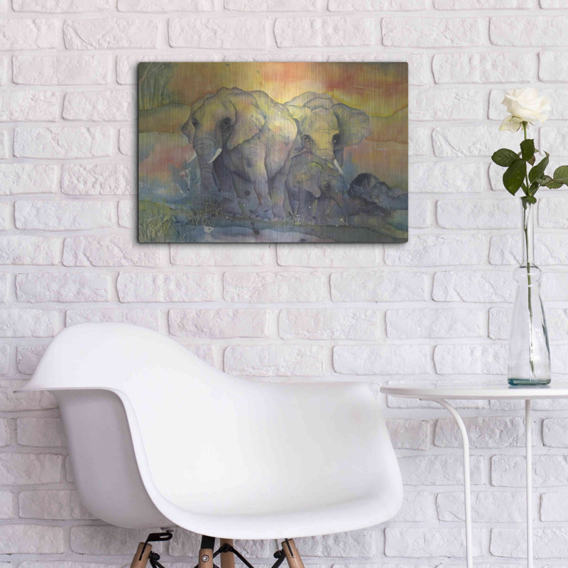 «Elephants Crop» par Chris Paschke sur métal, H 16 po x l 24 po