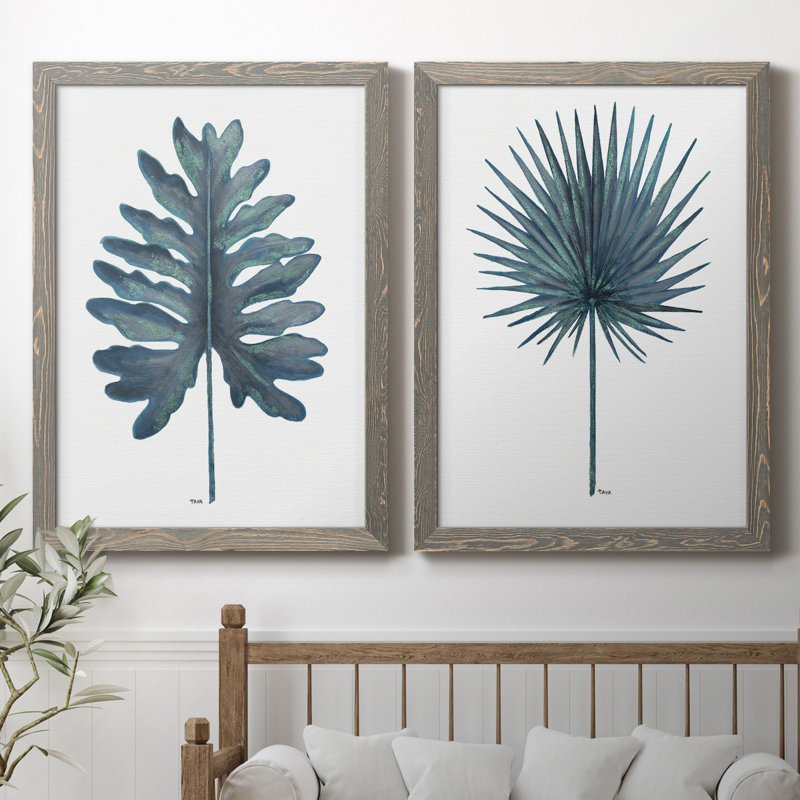 «Blue Oasis I», ensemble de 2 reproductions d'art, H 31,5 po x l 47 po x P 1,5 po, Toile avec cadre gris, Pas de tapis