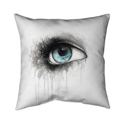 Blue eye in watercolor - 16"x16" Throw pillow - Poly twill - Print on demand