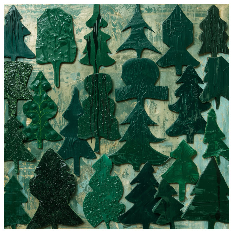 Evergreen Tree Shapes Comforter, Twin