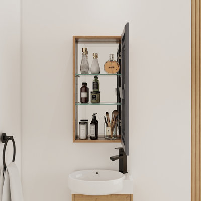 Armoire de toilette murale à miroir 20 po avec tablettes réglables en verre Scarlett