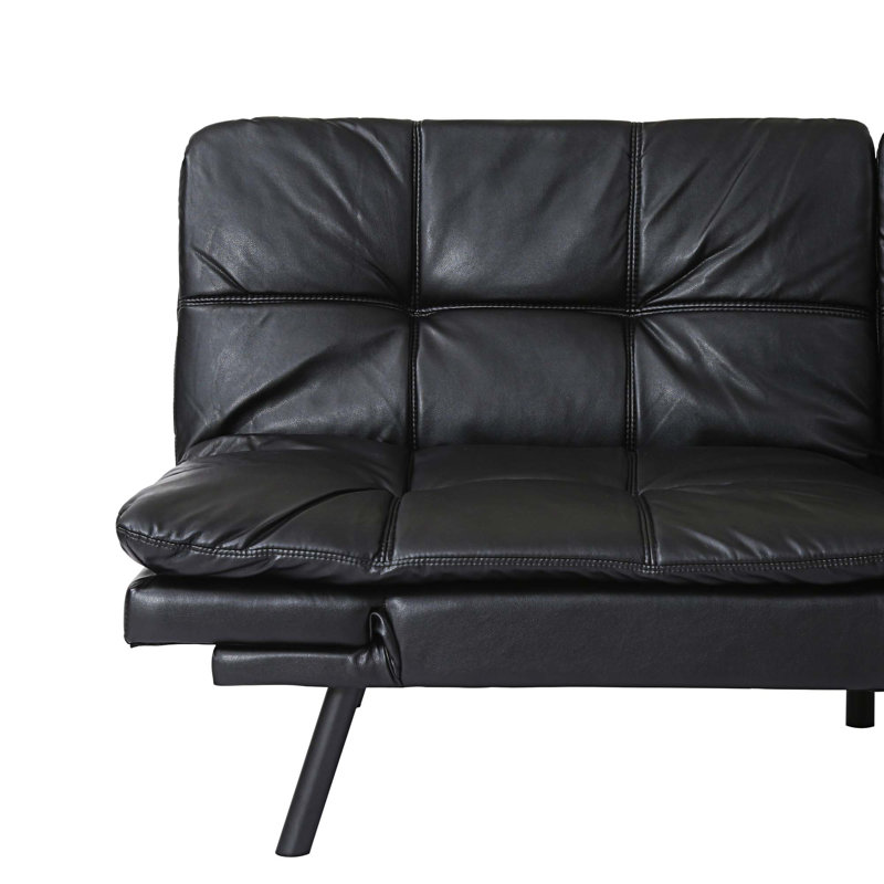 Kaiyla Upholstered 71'' Sleeper Sofa, Black Faux Leather