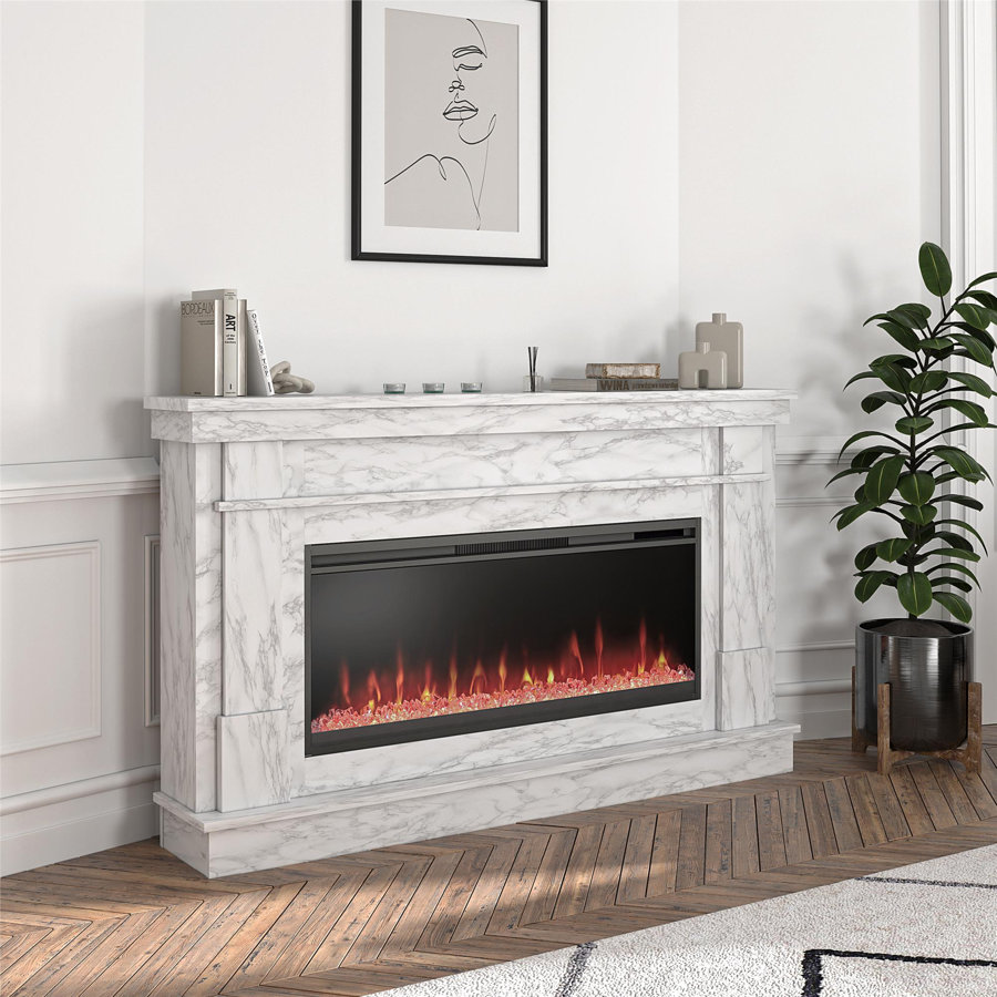 Waverly Wide Mantel with Linear Electric Fireplace