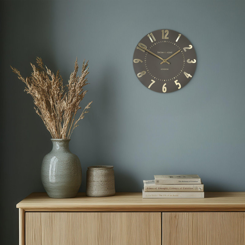 Numerical Quartz movement / Crystal Tabletop Clock in Brown, 30 cm H x 30 cm W x 3.5 cm D