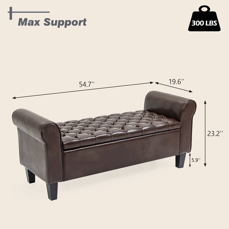 Banc de rangement rembourré Escarleth, Brun