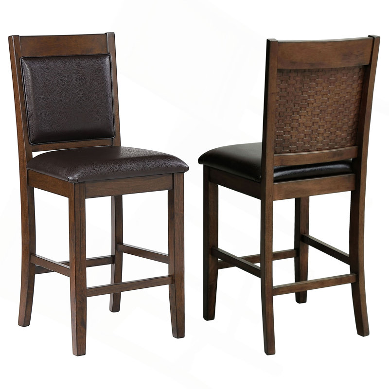 Chaise de comptoir rembourrée en noyer Dewey (ensemble de 2)