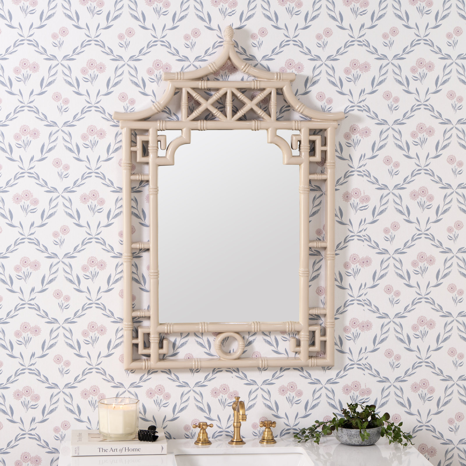 28" Accent Mirror, Natural Linen