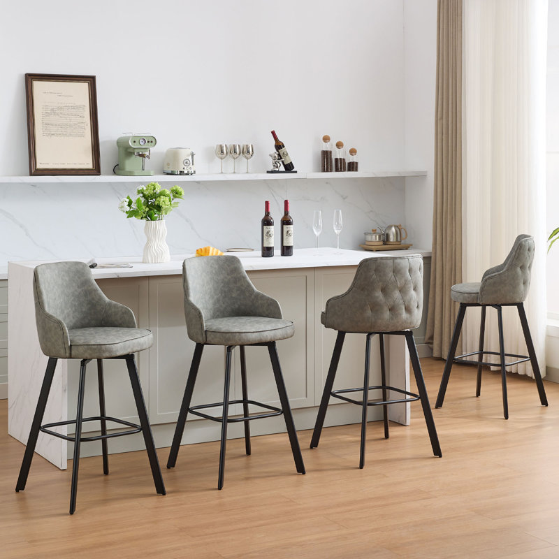 Tabourets de bar pivotants rembourrés à dossier haut (lot de 4), 4, Tabouret de bar (siège d’une hauteur de 30 po)