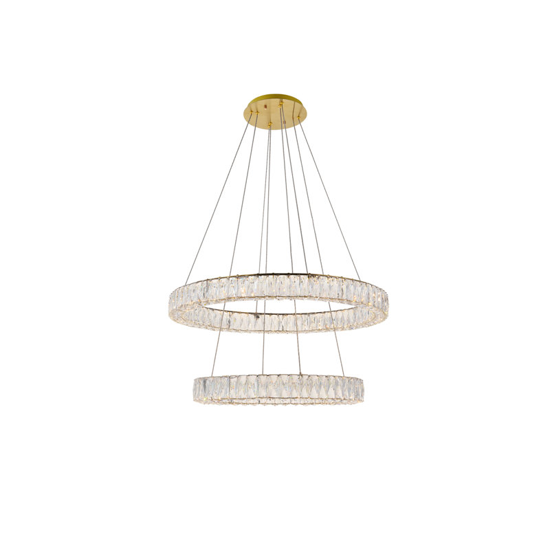 Lustre ovale en cristal 2 lumières Steveson, H 12 po x l 32 po x P 32 po, Or