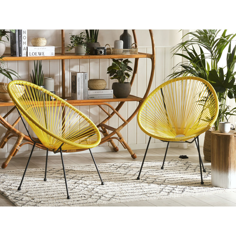 Broseley Wicker Outdoor Lounge Chair, Yellow