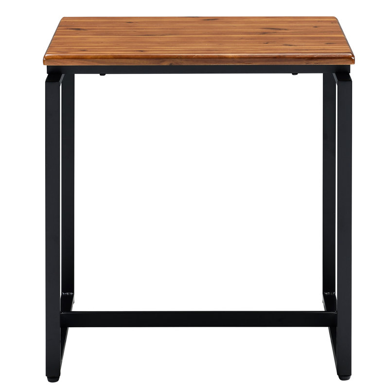 Tables d'appoint rectangulaires, chêne et noir, base en métal pour la maison contemporaine, stable et élégante