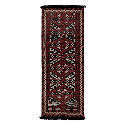 Tribal Runner In Red, Black And White Geometric Pattern By Rug & Kilim