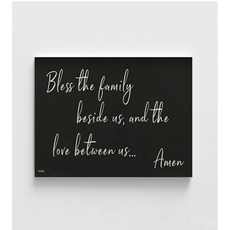 «Bless The Family Beside Us» par Susie Boyer, impression tableau noir, affiche de la salle à manger de la famille chrétienne