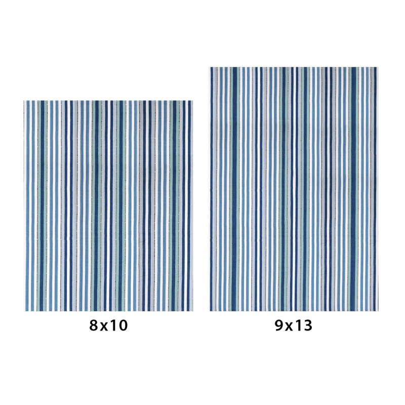 Bristol Flatweave Blue/Teal/Ivory Recycled PET Indoor/Outdoor Rug, Rectangle 8' x 10'