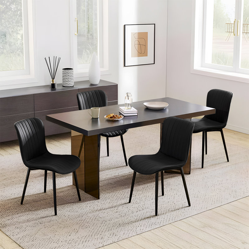 Modern Dining Chairs, PU Leather Kitchen Side Chairs With Sturdy Metal Legs & Non-Slip Feet Perfect For Dining Room, Restaurant, Cafe
