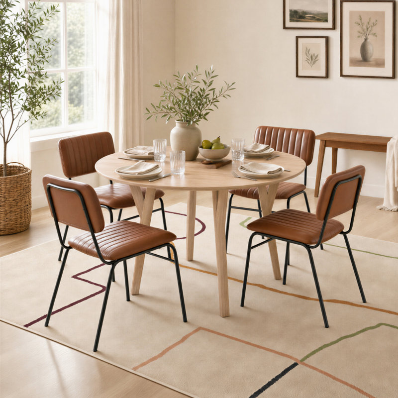 Berenike Rubberwood Solid Wood Dining Set, White