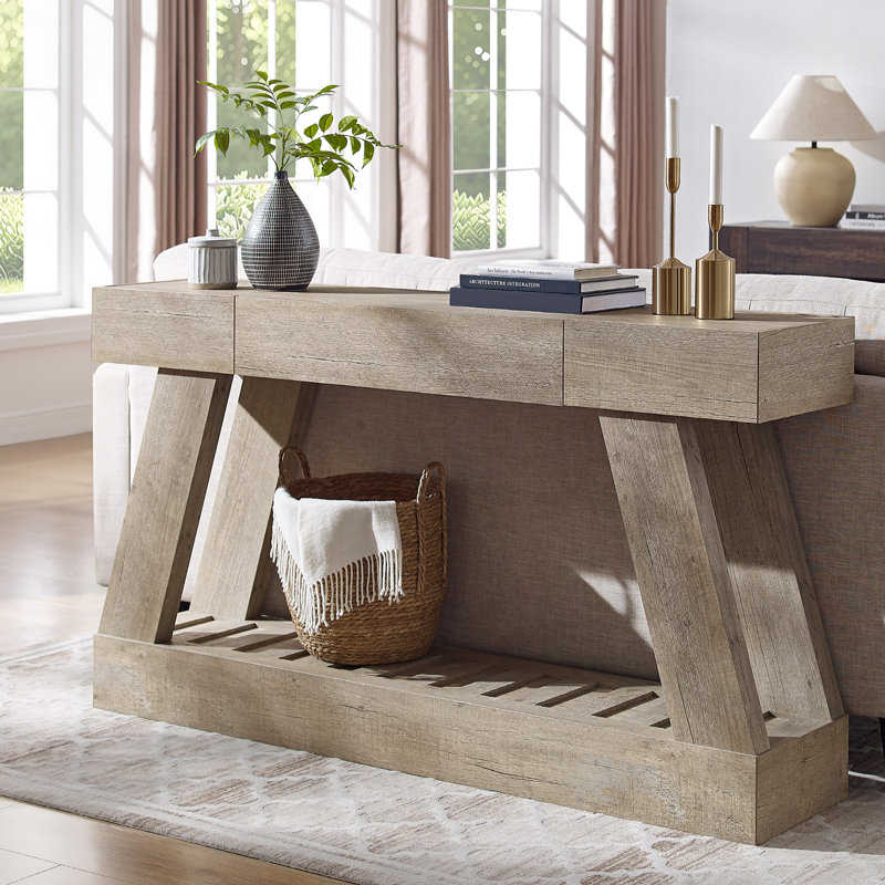 Console de style campagnard 60 po avec tiroirs pour le couloir du salon comme table d'entrée et table de canapé