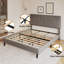 Cadre de lit grand format en lin, cadre de lit plateforme tapissier avec tête de lit réglable, support de lattes en bois, aucun sommier requis, assemblage facile, gris-556457180-556457182