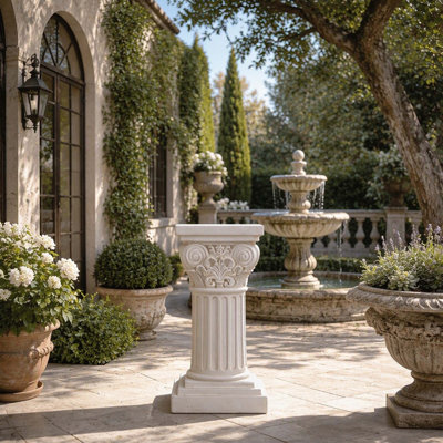 Statues de jardin 18 "Sculptures, grand piédestal de style colonne A romaine, support de plante d'extérieur en oxyde de magnésium pour jardin de jardin, décoration idéale pour la maison et la cour