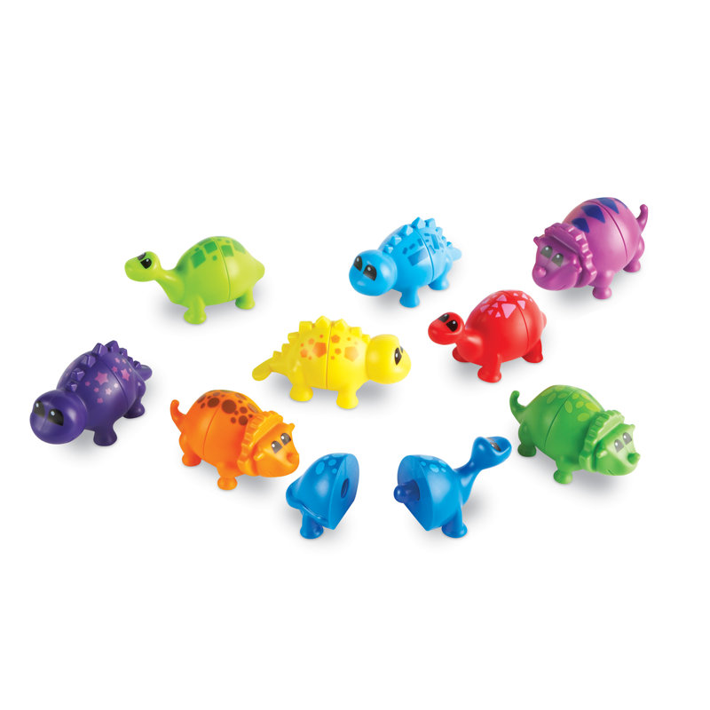 Colorful Snap-Together Dinosaur Matching Set, 18 Pieces