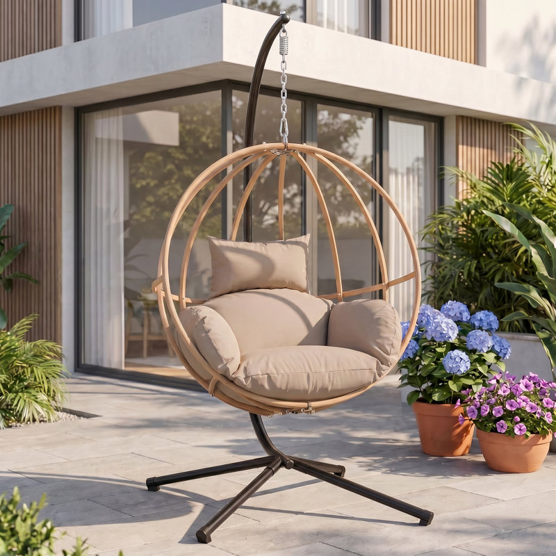 Balancelle avec support et coussin Allenhurst, Brun