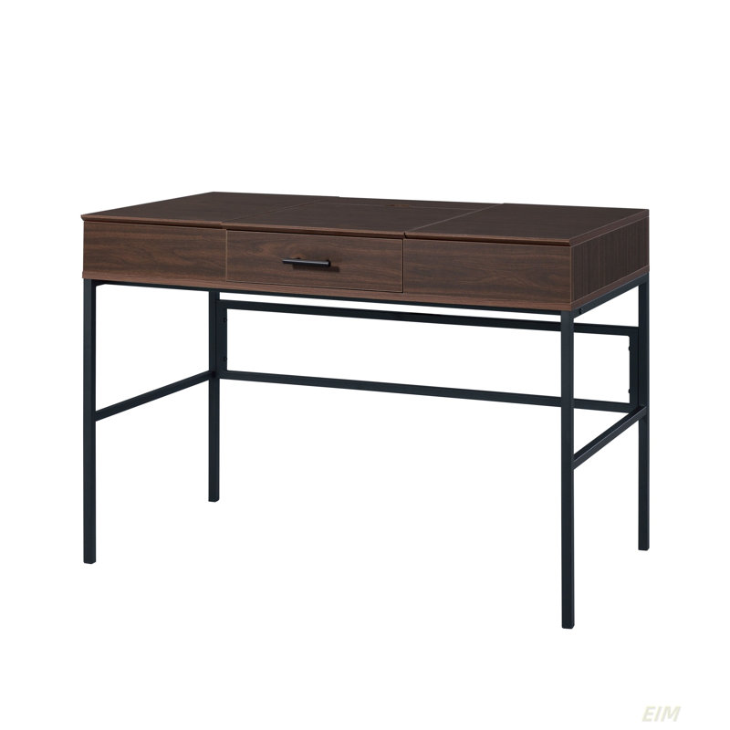 Verster Black Finish Writing Desk W/USB, Oak