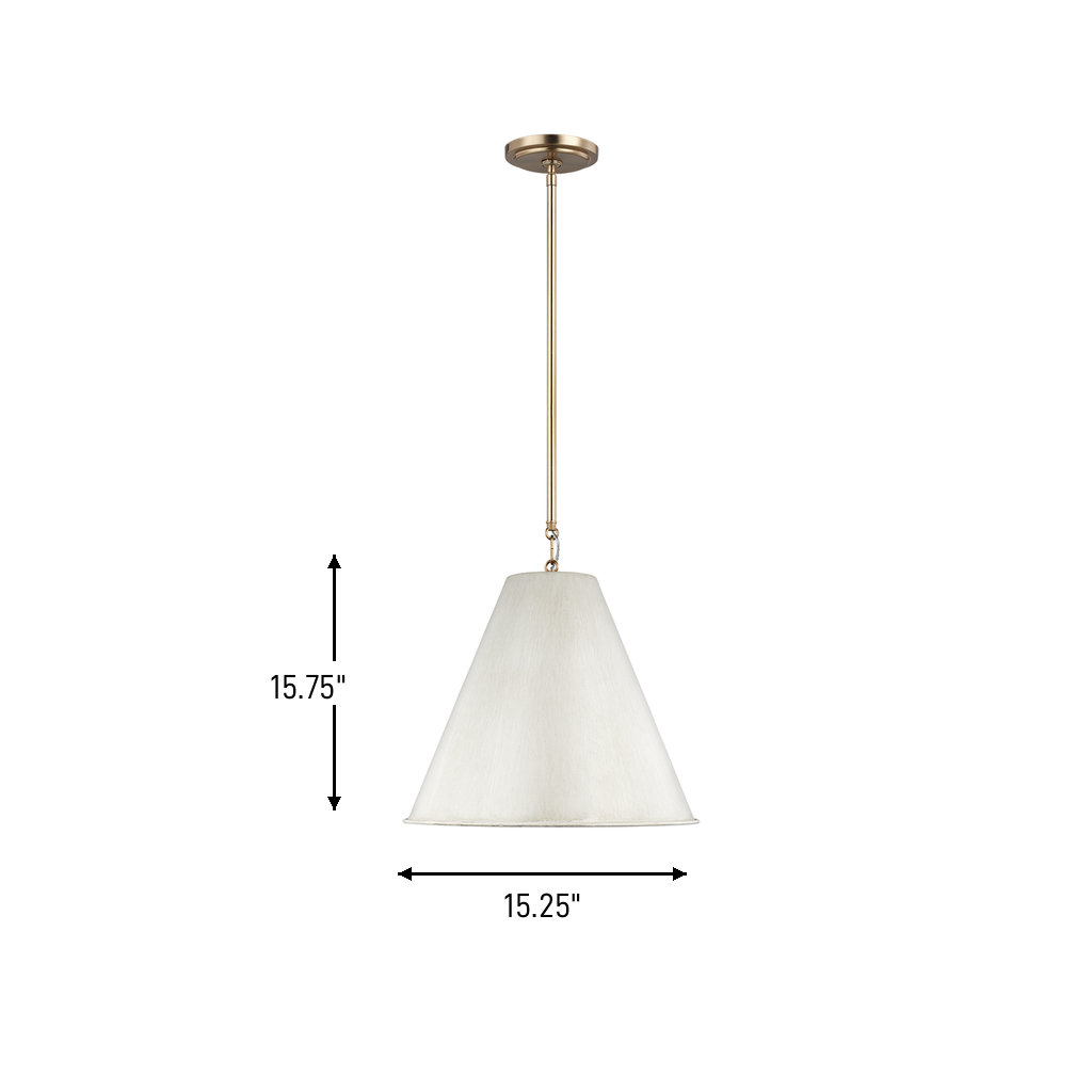 Camariae Dimmable Single Light Pendant, Satin Brass, Antique White